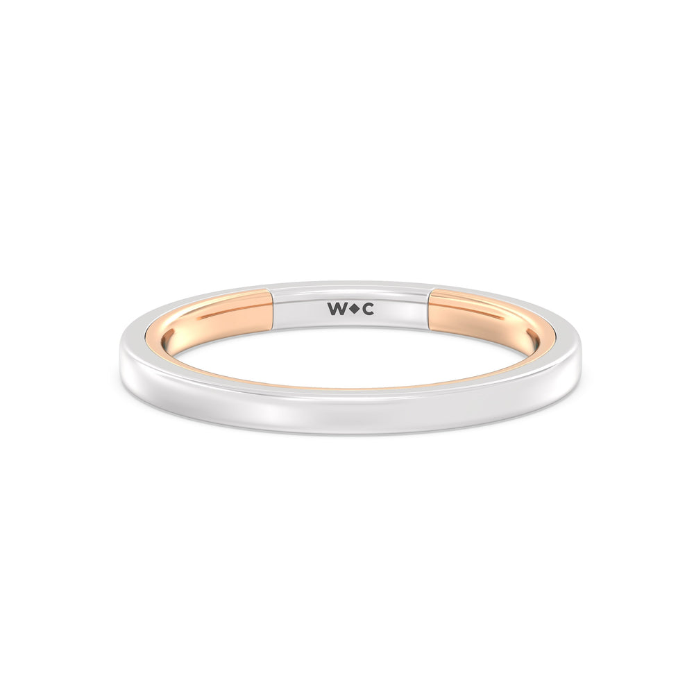 The Willow Wedding Band with 18KT White & Rose Gold Cut Diamond in 14KT White & Rose Gold view 1
