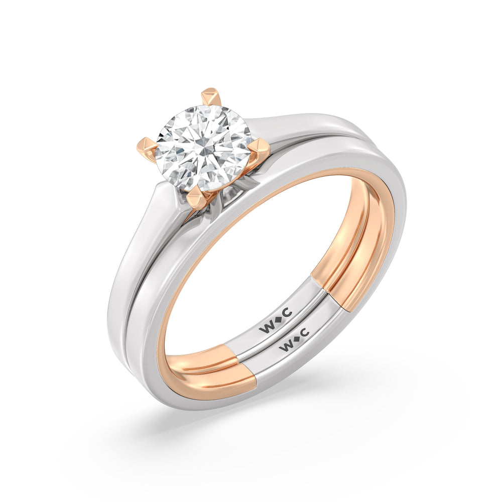 The Willow Wedding Band with 18KT White & Rose Gold Cut Diamond in 14KT White & Rose Gold view 4
