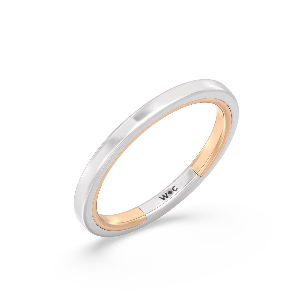 The Willow Wedding Band with 18KT White & Rose Gold Cut Diamond in 14KT White & Rose Gold view 3
