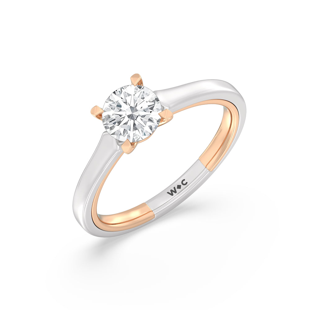 The Willow Engagement Ring with Round Cut Diamond in 14KT White & Rose Gold view 3
