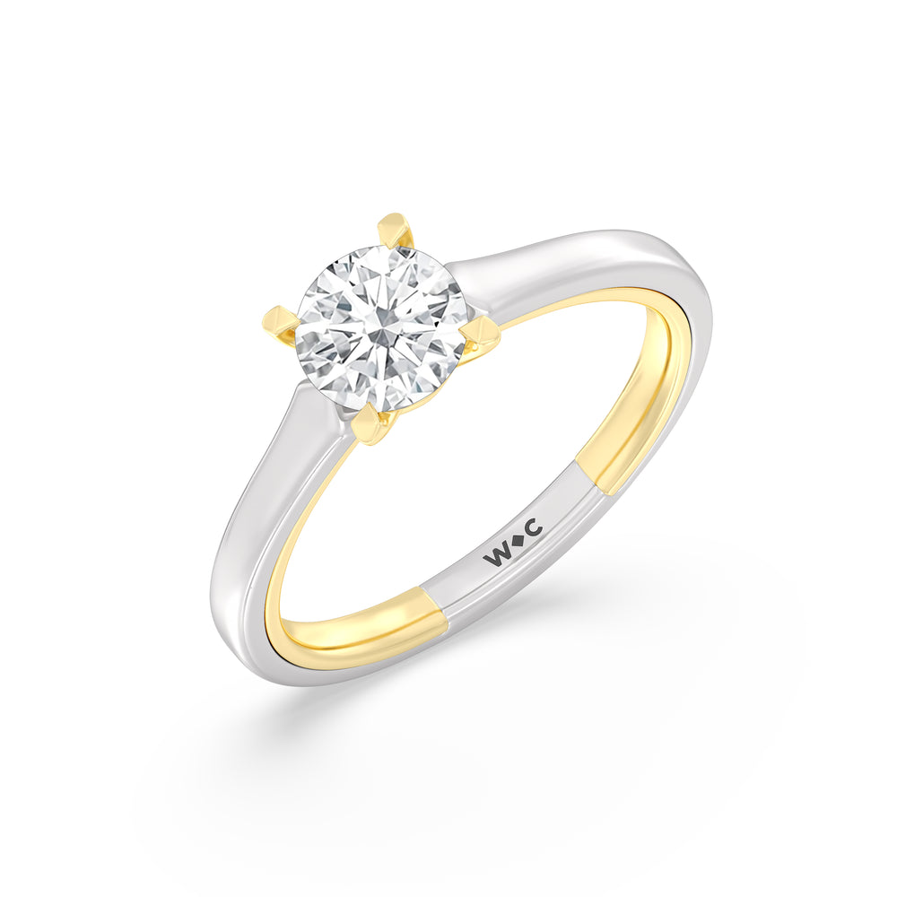 The Willow Engagement Ring with Round Cut Diamond in 14KT White & Yellow Gold view 3
