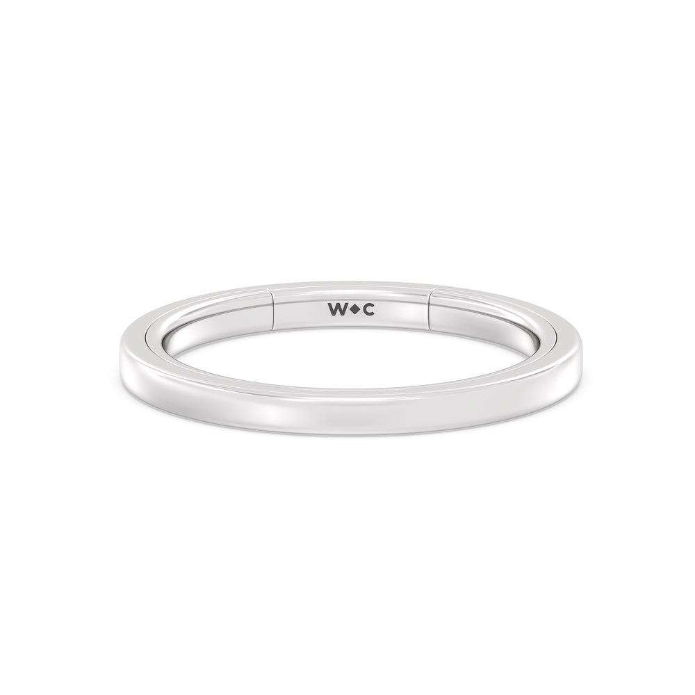 The Willow Wedding Band with Platinum Cut Diamond in 14KT Platinum view 1
