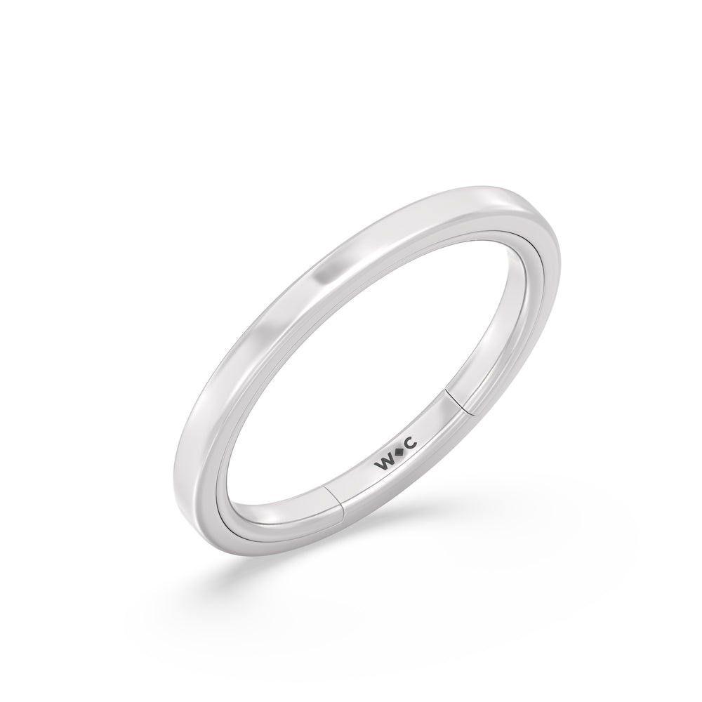 The Willow Wedding Band with Platinum Cut Diamond in 14KT Platinum view 3
