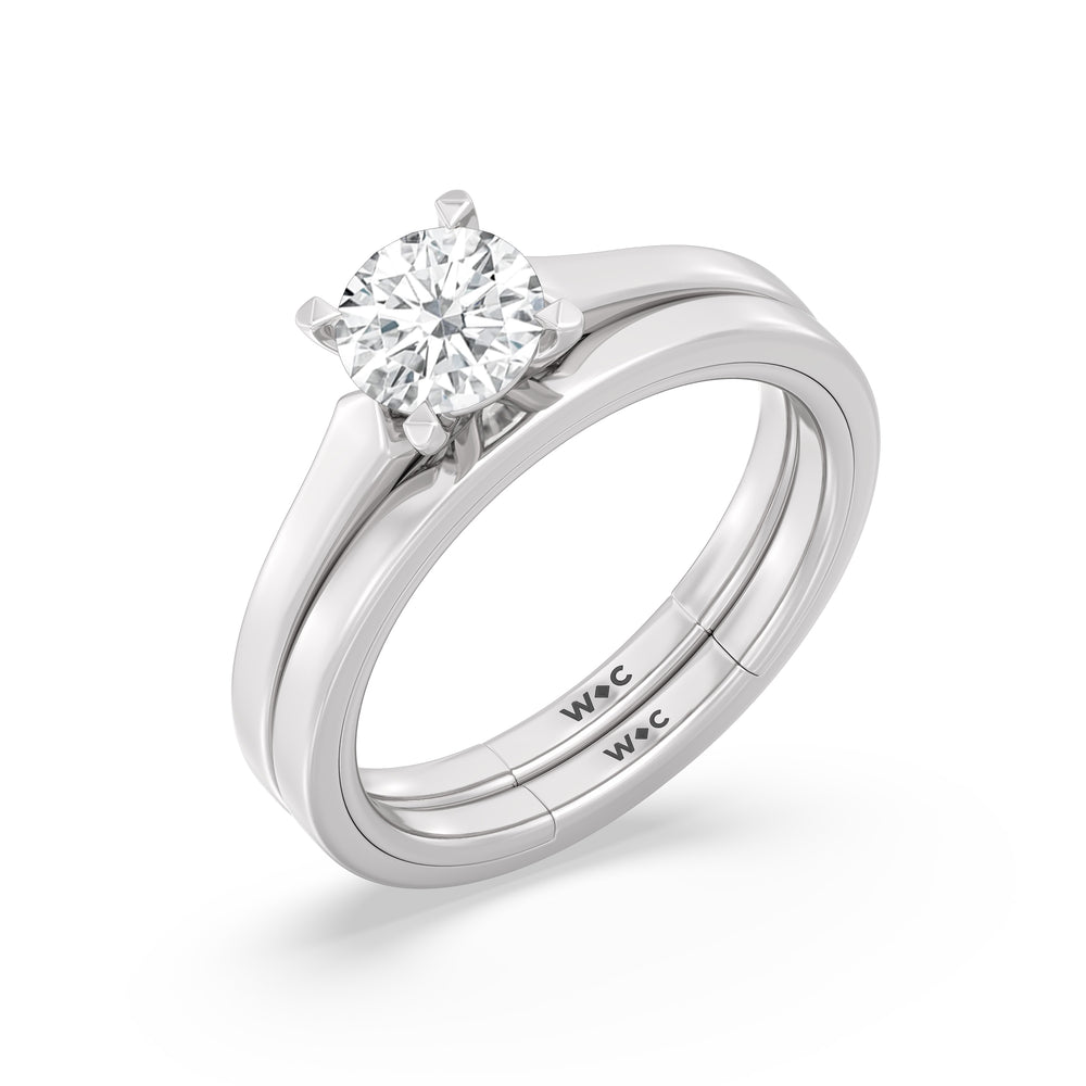 The Willow Wedding Band with Platinum Cut Diamond in 14KT Platinum view 4
