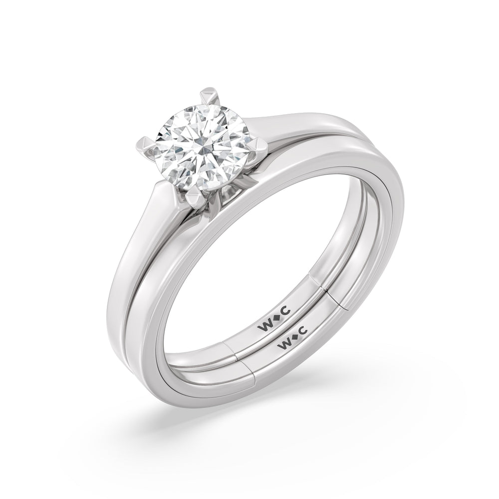 The Willow Wedding Band with Platinum Cut Diamond in 14KT Platinum view 4
