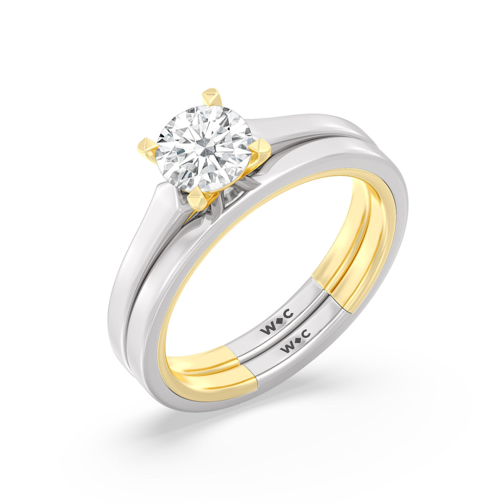 The Willow Wedding Band with 18KT White & Yellow Gold Cut Diamond in 14KT White & Yellow Gold view 4

