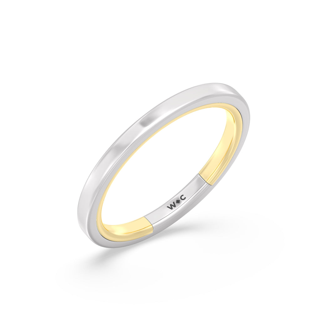 The Willow Wedding Band with 18KT White & Yellow Gold Cut Diamond in 14KT White & Yellow Gold view 3
