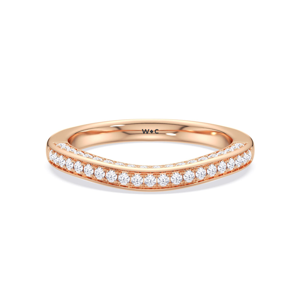 The Isa Diamond Wedding Band with 18KT Rose Gold Cut Diamond in 14KT Rose Gold view 1
