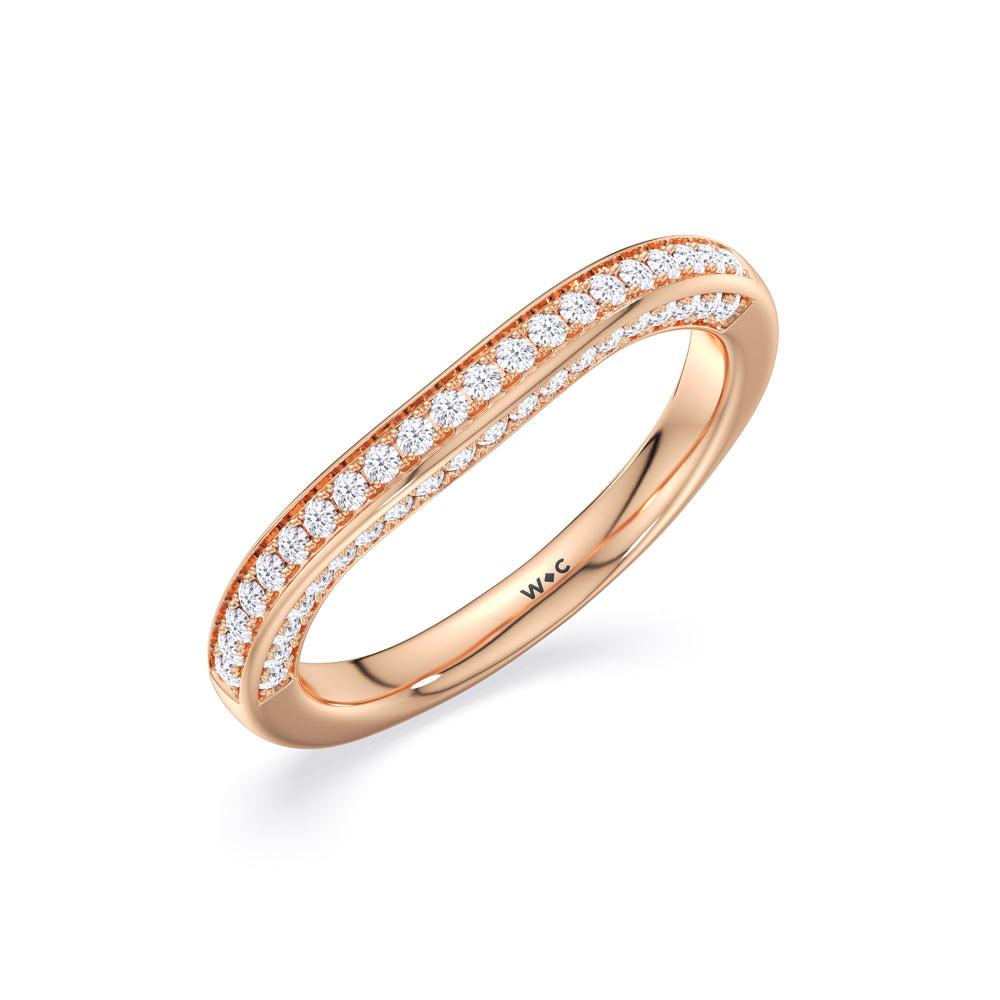 The Isa Diamond Wedding Band with 18KT Rose Gold Cut Diamond in 14KT Rose Gold view 3
