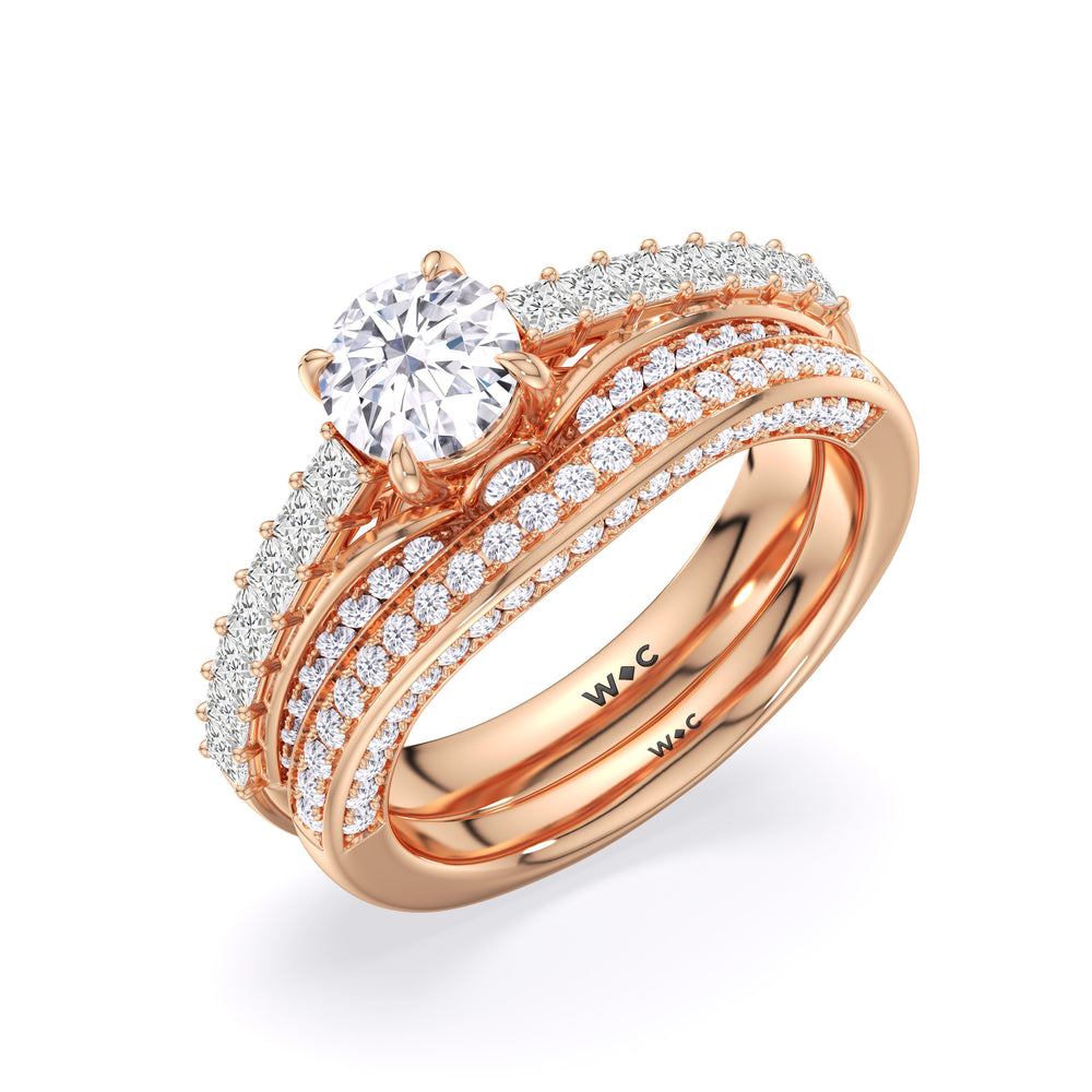 The Isa Diamond Wedding Band with 18KT Rose Gold Cut Diamond in 14KT Rose Gold view 4
