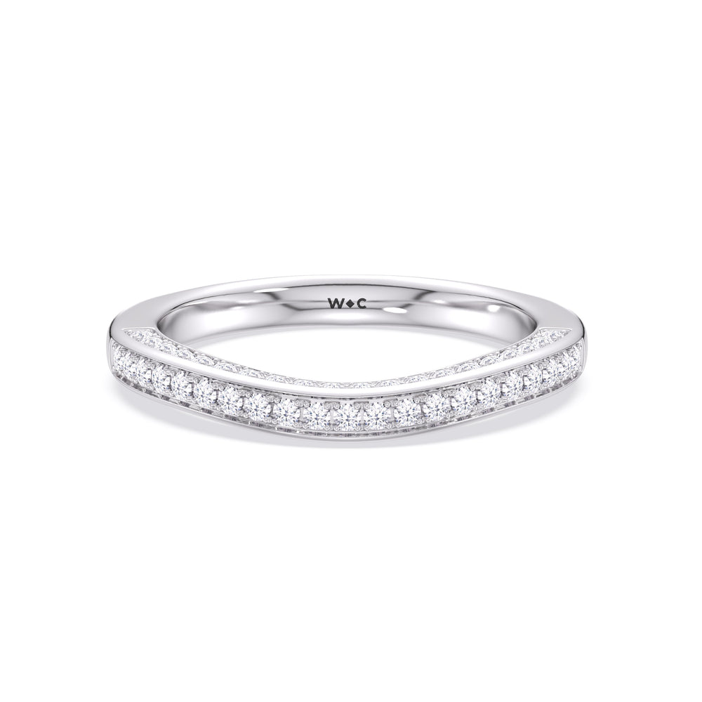 The Isa Diamond Wedding Band with Platinum Cut Diamond in 14KT Platinum view 1
