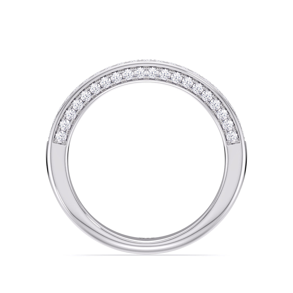 The Isa Diamond Wedding Band with Platinum Cut Diamond in 14KT Platinum view 2
