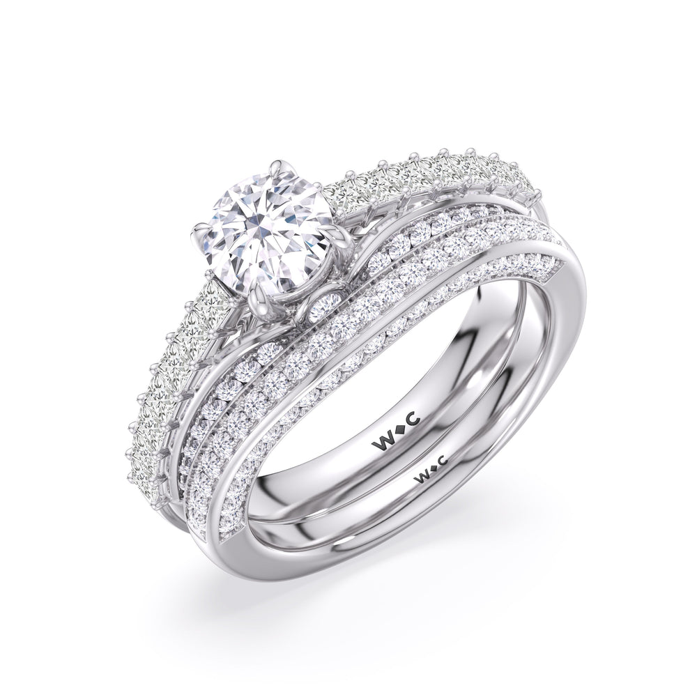 The Isa Diamond Wedding Band with Platinum Cut Diamond in 14KT Platinum view 4
