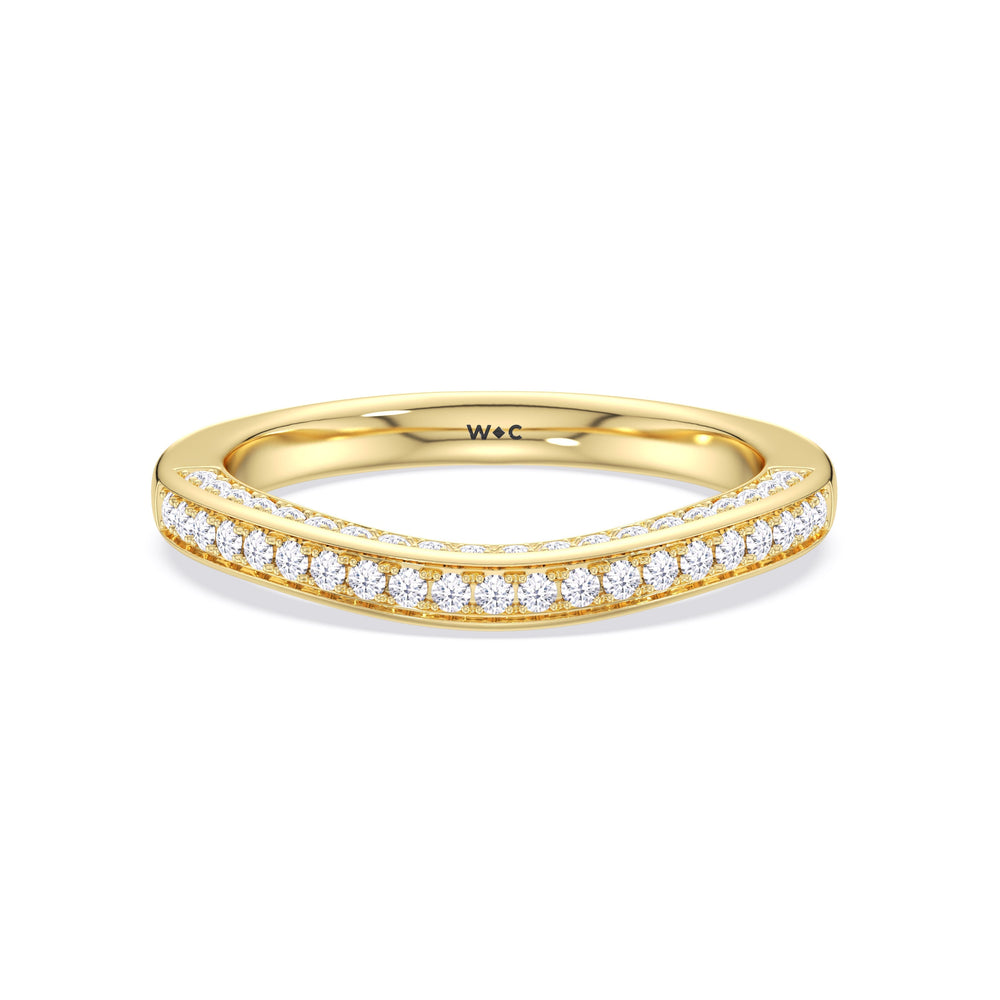 The Isa Diamond Wedding Band with 18KT Yellow Gold Cut Diamond in 14KT Yellow Gold view 1

