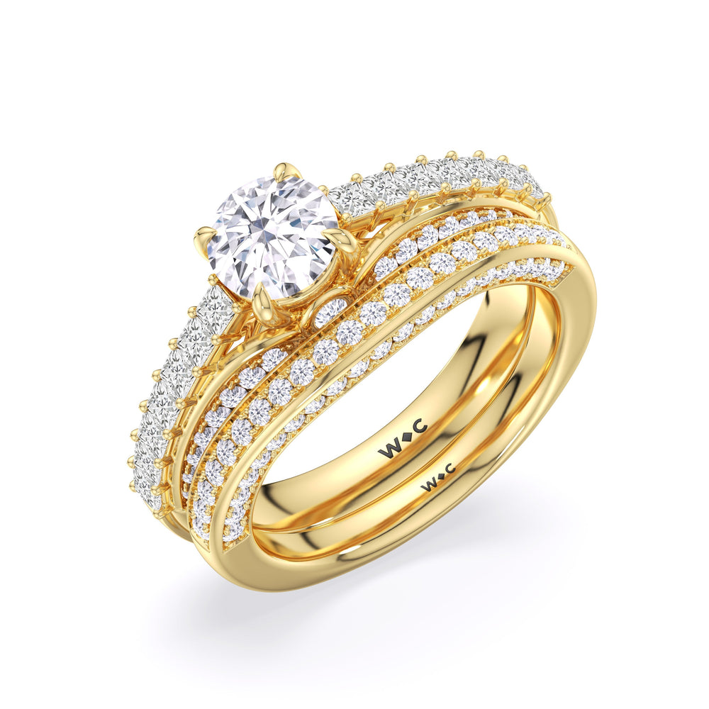 The Isa Diamond Wedding Band with 18KT Yellow Gold Cut Diamond in 14KT Yellow Gold view 4
