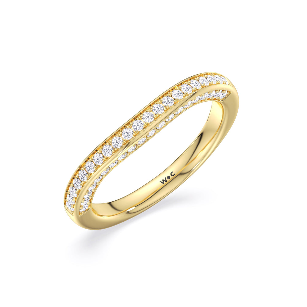 The Isa Diamond Wedding Band with 18KT Yellow Gold Cut Diamond in 14KT Yellow Gold view 3
