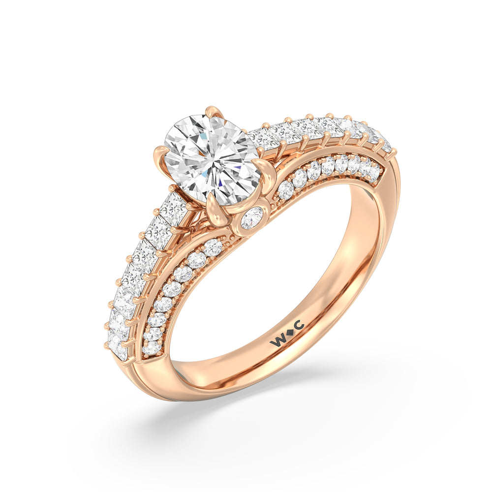 The Isa Engagement Ring with Oval Cut Diamond in 14KT Rose Gold view 3
