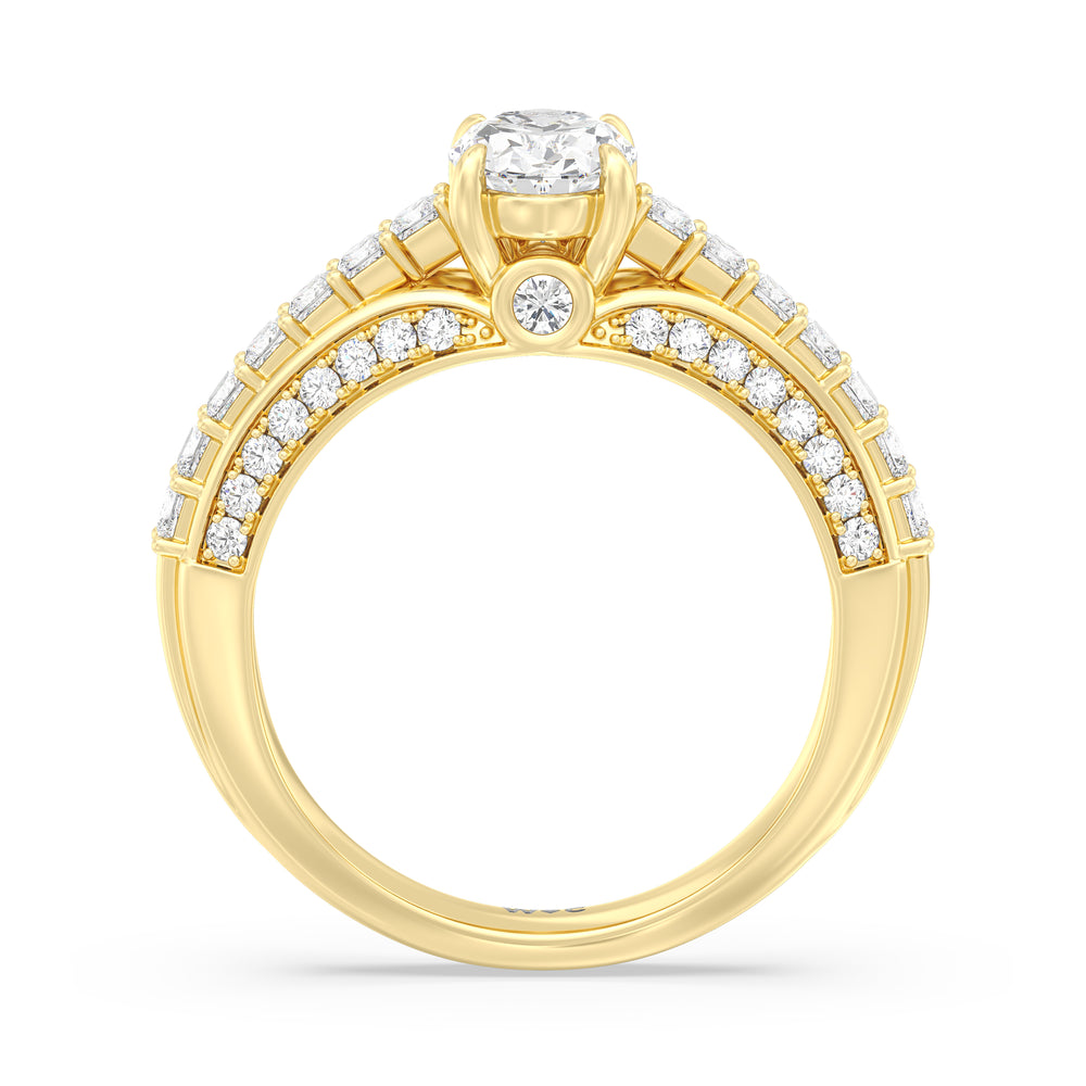 The Isa Engagement Ring with Oval Cut Diamond in 14KT Yellow Gold view 2
