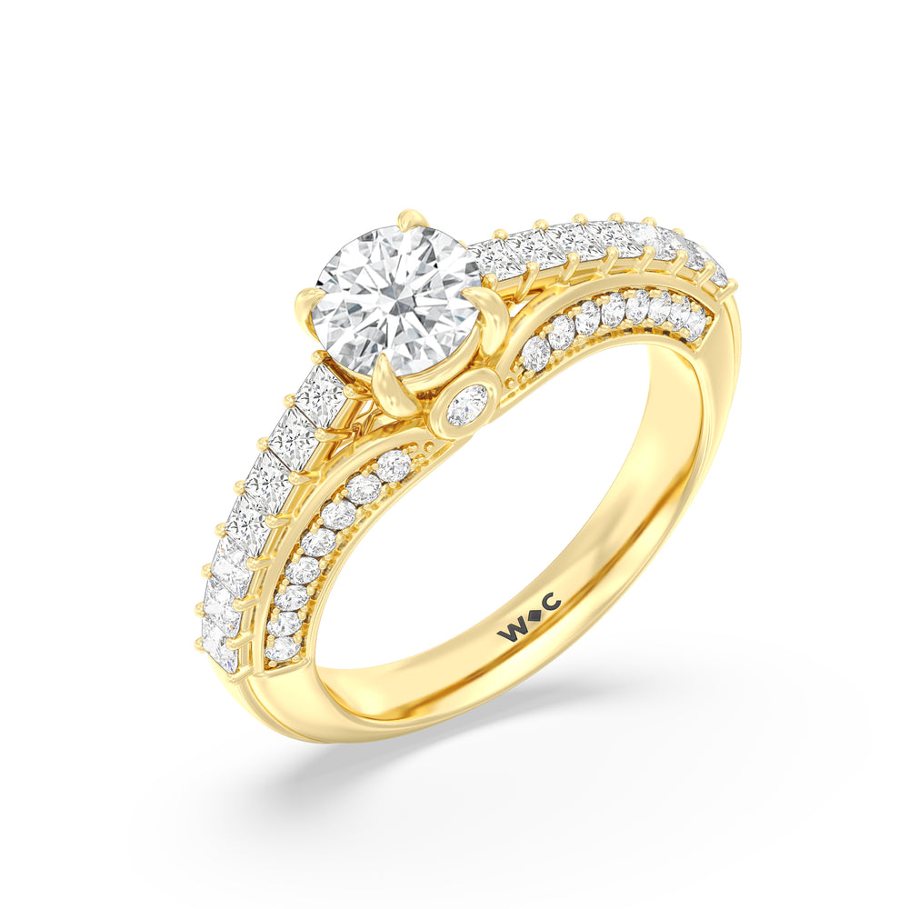 The Isa Engagement Ring with Round Cut Diamond in 14KT Yellow Gold view 3
