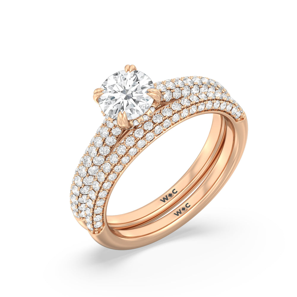 The Bella Diamond Wedding Band with 18KT Rose Gold Cut Diamond in 14KT Rose Gold view 4
