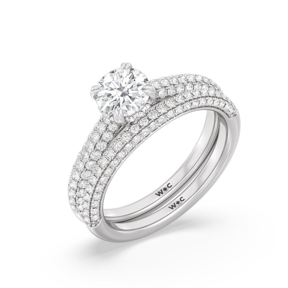 The Bella Diamond Wedding Band with Platinum Cut Diamond in 14KT Platinum view 4
