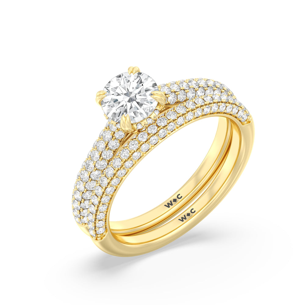 The Bella Diamond Wedding Band with 18KT Yellow Gold Cut Diamond in 14KT Yellow Gold view 4
