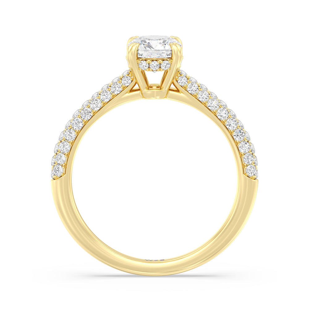 The Bella Engagement Ring with Cushion Cut Diamond in 14KT Yellow Gold view 2
