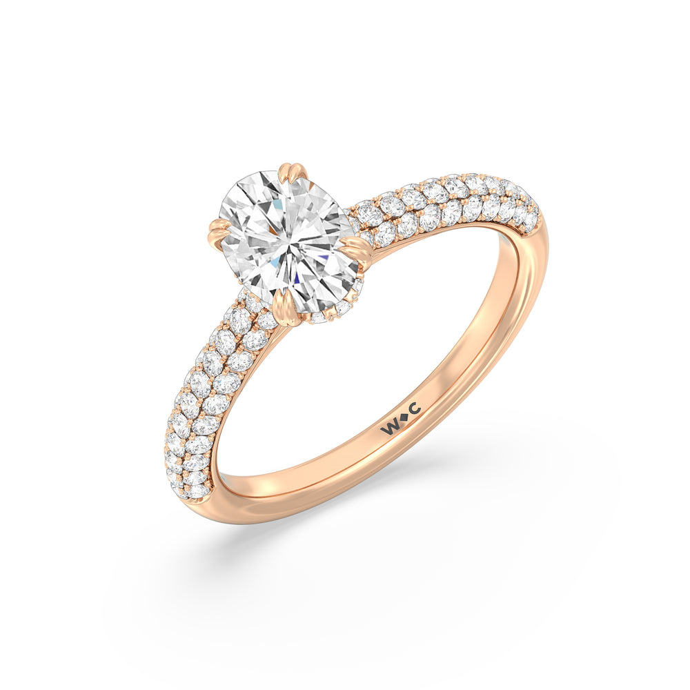 The Bella Engagement Ring with Oval Cut Diamond in 14KT Rose Gold view 3

