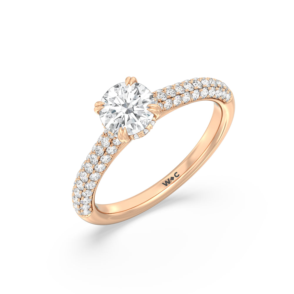 The Bella Engagement Ring with Round Cut Diamond in 14KT Rose Gold view 3
