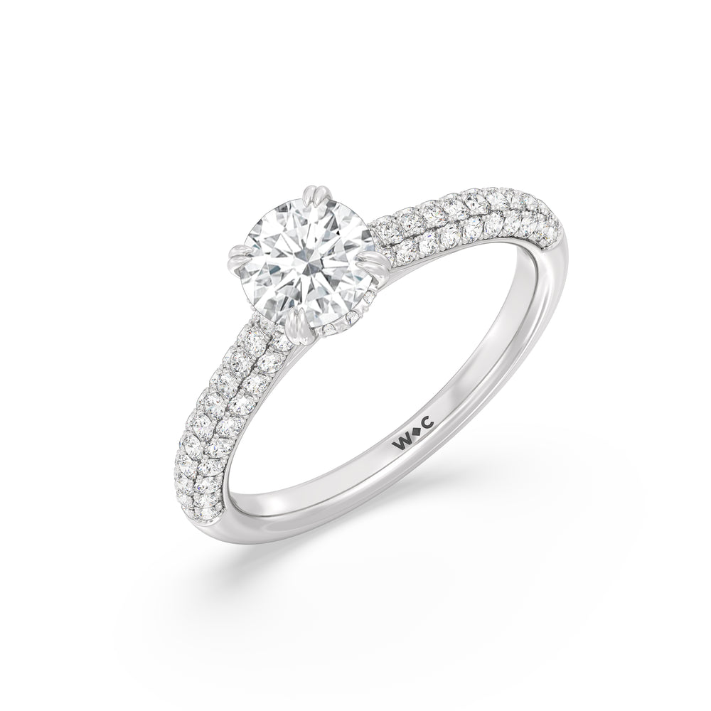 The Bella Engagement Ring with Round Cut Diamond in 14KT Platinum view 3
