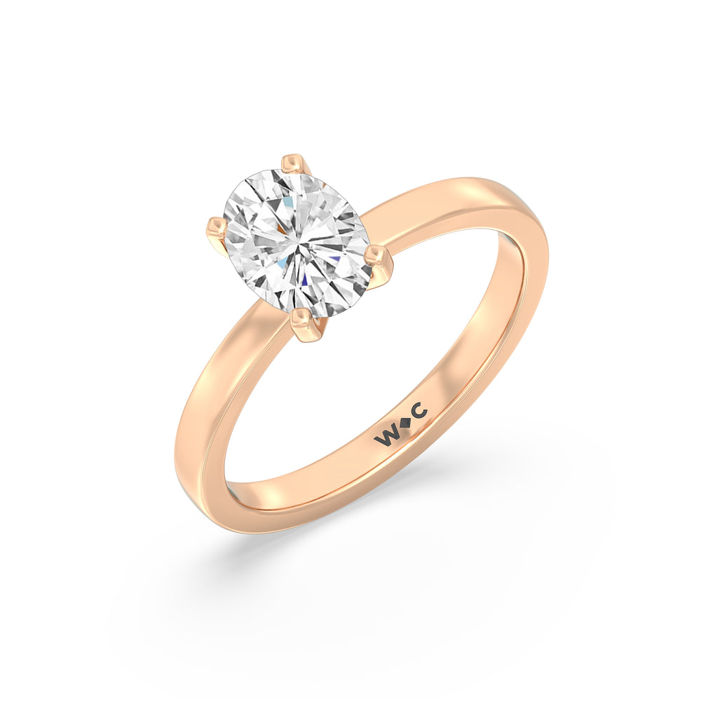 The Gwen Engagement Ring with Oval Cut Diamond in 14KT Rose Gold view 3
