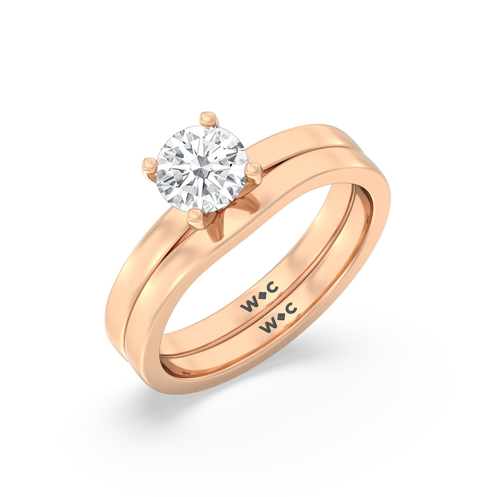 The Gwen Wedding Band with 18KT Rose Gold Cut Diamond in 14KT Rose Gold view 4
