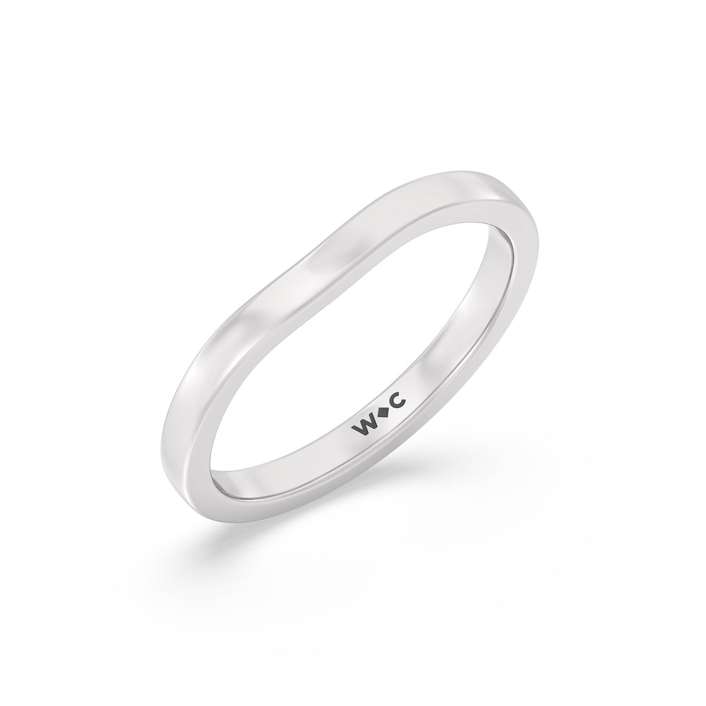 The Gwen Wedding Band with Platinum Cut Diamond in 14KT Platinum view 3
