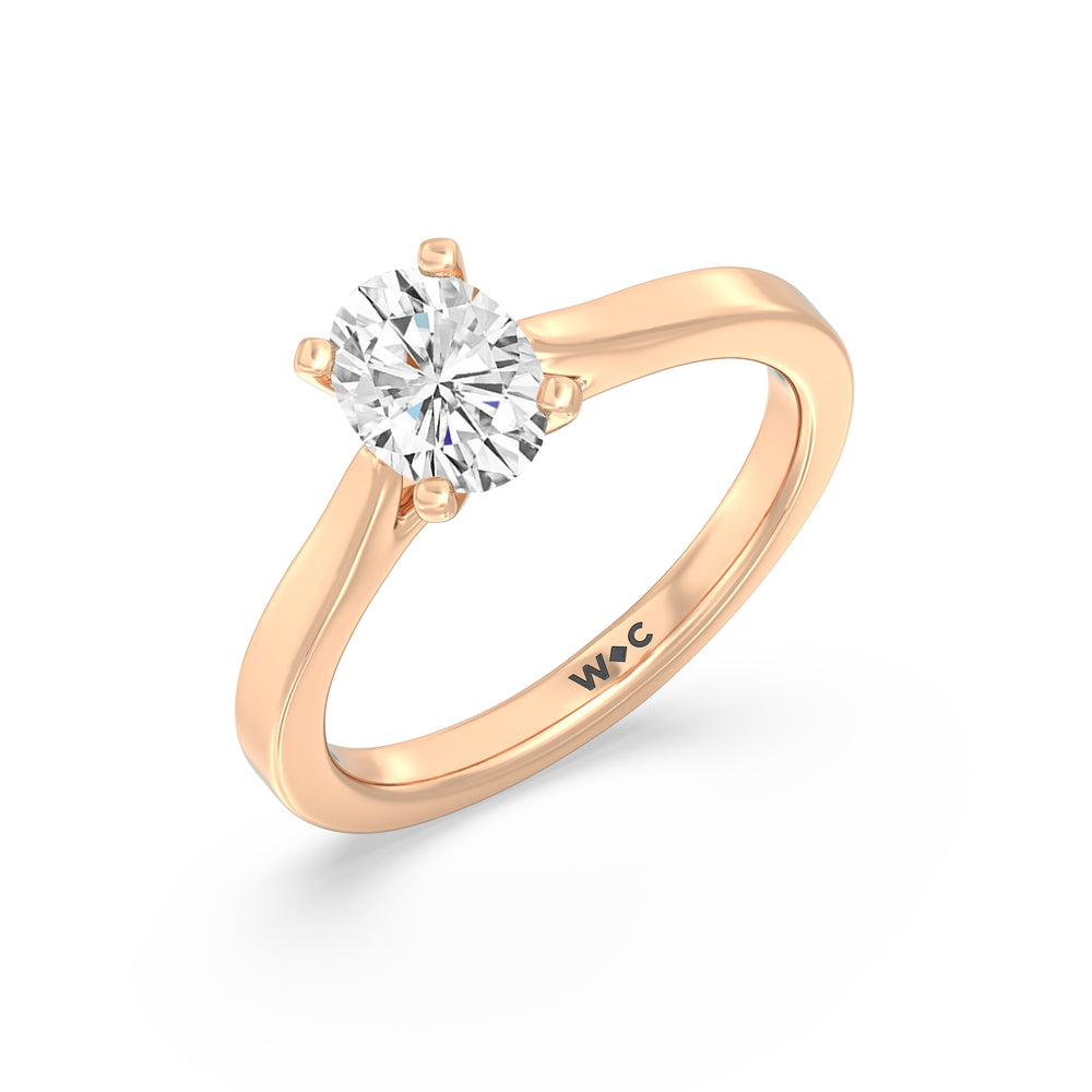 The Bridget Engagement Ring with Oval Cut Diamond in 14KT Rose Gold view 3
