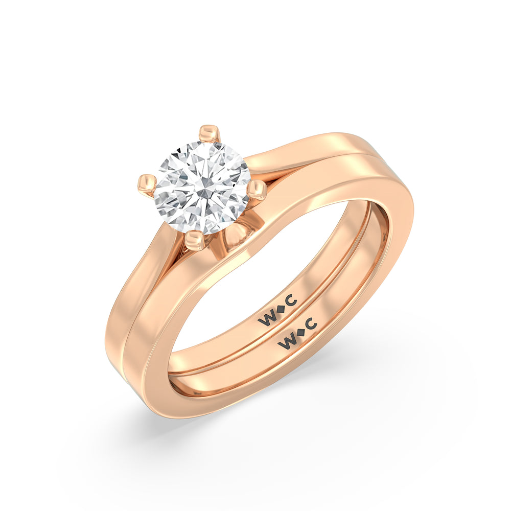 The Bridget Diamond Wedding Band with 18KT Rose Gold Cut Diamond in 14KT Rose Gold view 3
