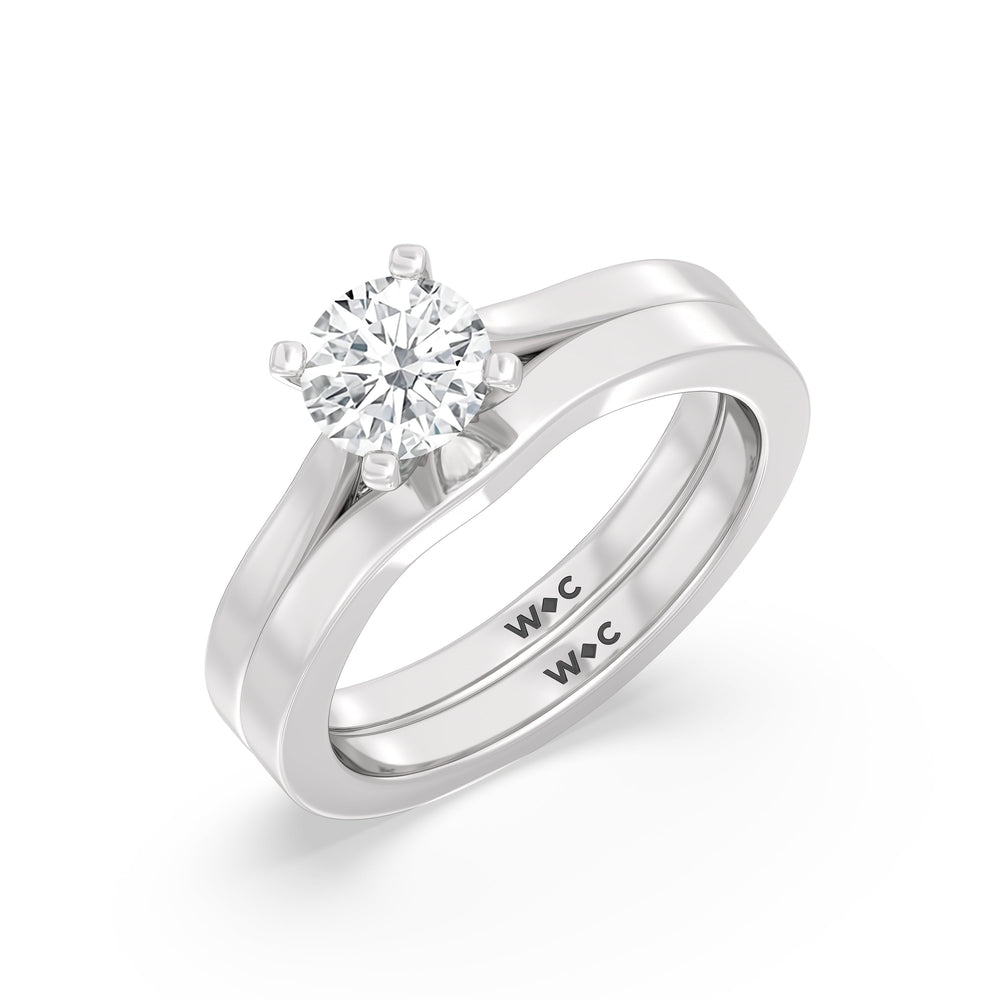 The Bridget Diamond Wedding Band with Platinum Cut Diamond in 14KT Platinum view 4
