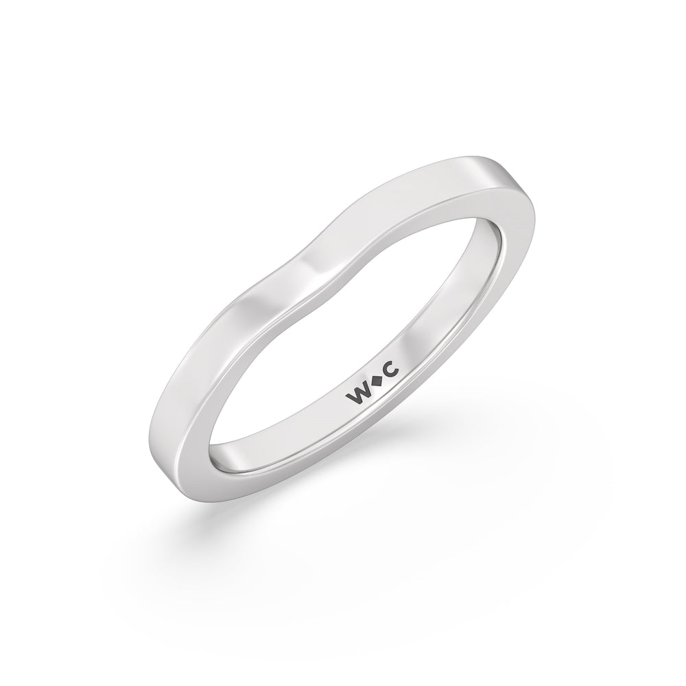 The Bridget Diamond Wedding Band with Platinum Cut Diamond in 14KT Platinum view 3
