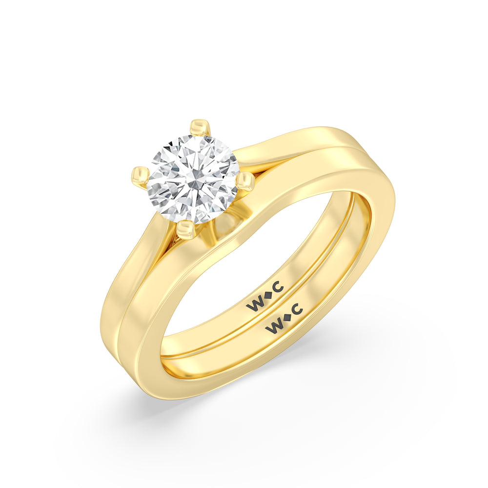 The Bridget Diamond Wedding Band with 18KT Yellow Gold Cut Diamond in 14KT Yellow Gold view 4
