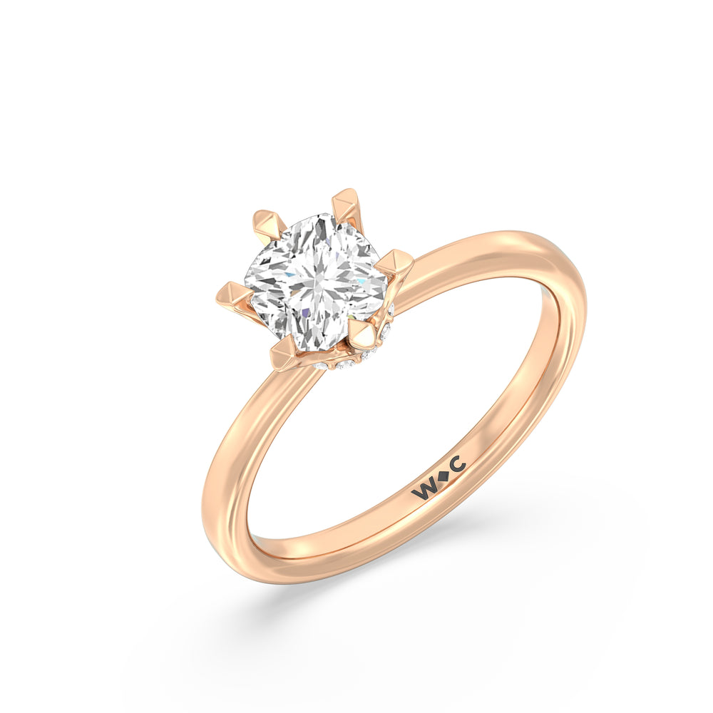 The Autumn Engagement Ring with Cushion Cut Diamond in 14KT Rose Gold view 3
