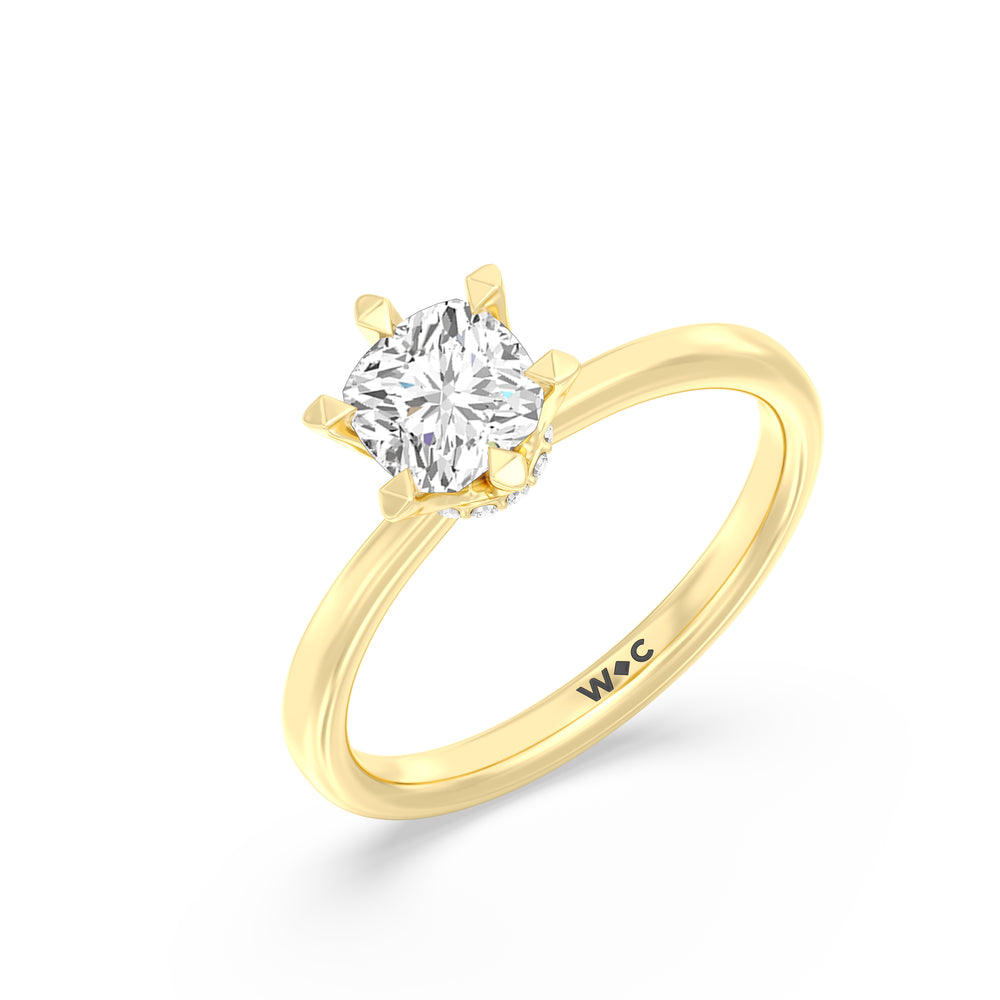 The Autumn Engagement Ring with Cushion Cut Diamond in 14KT Yellow Gold view 3
