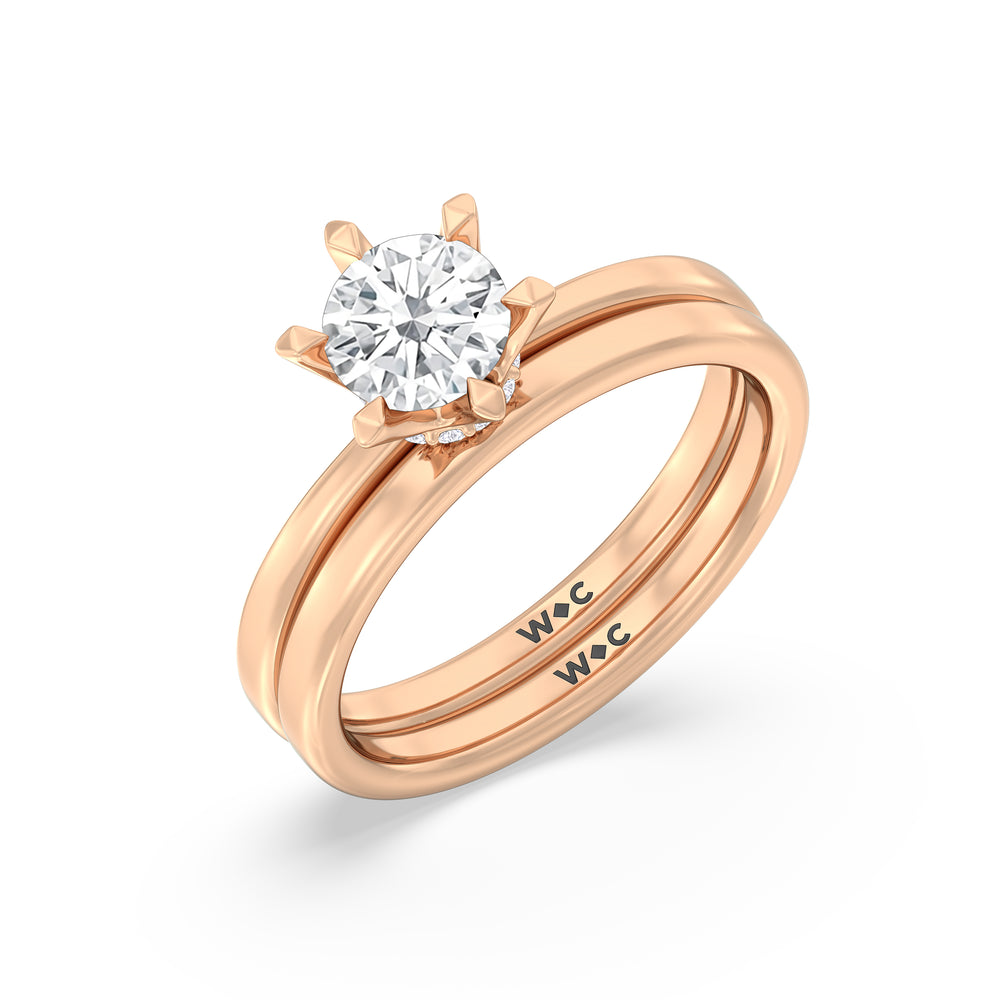 The Autumn Wedding Band with 18KT Rose Gold Cut Diamond in 14KT Rose Gold view 4
