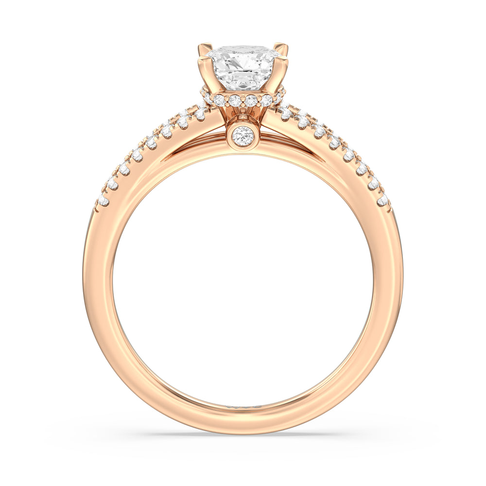 The Zoe Engagement Ring with Cushion Cut Diamond in 14KT Rose Gold view 2
