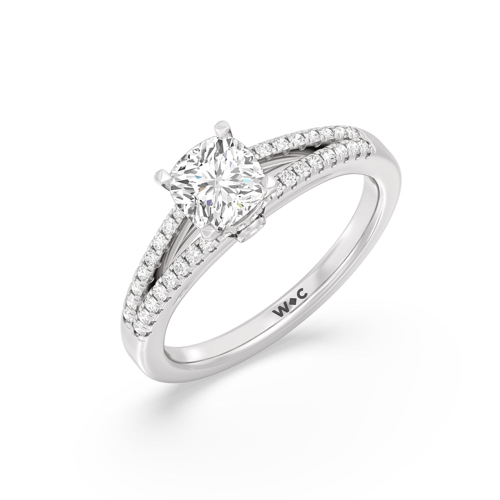 The Zoe Engagement Ring with Cushion Cut Diamond in 14KT Platinum view 3
