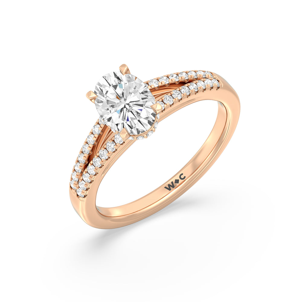 The Zoe Engagement Ring with Oval Cut Diamond in 14KT Rose Gold view 3
