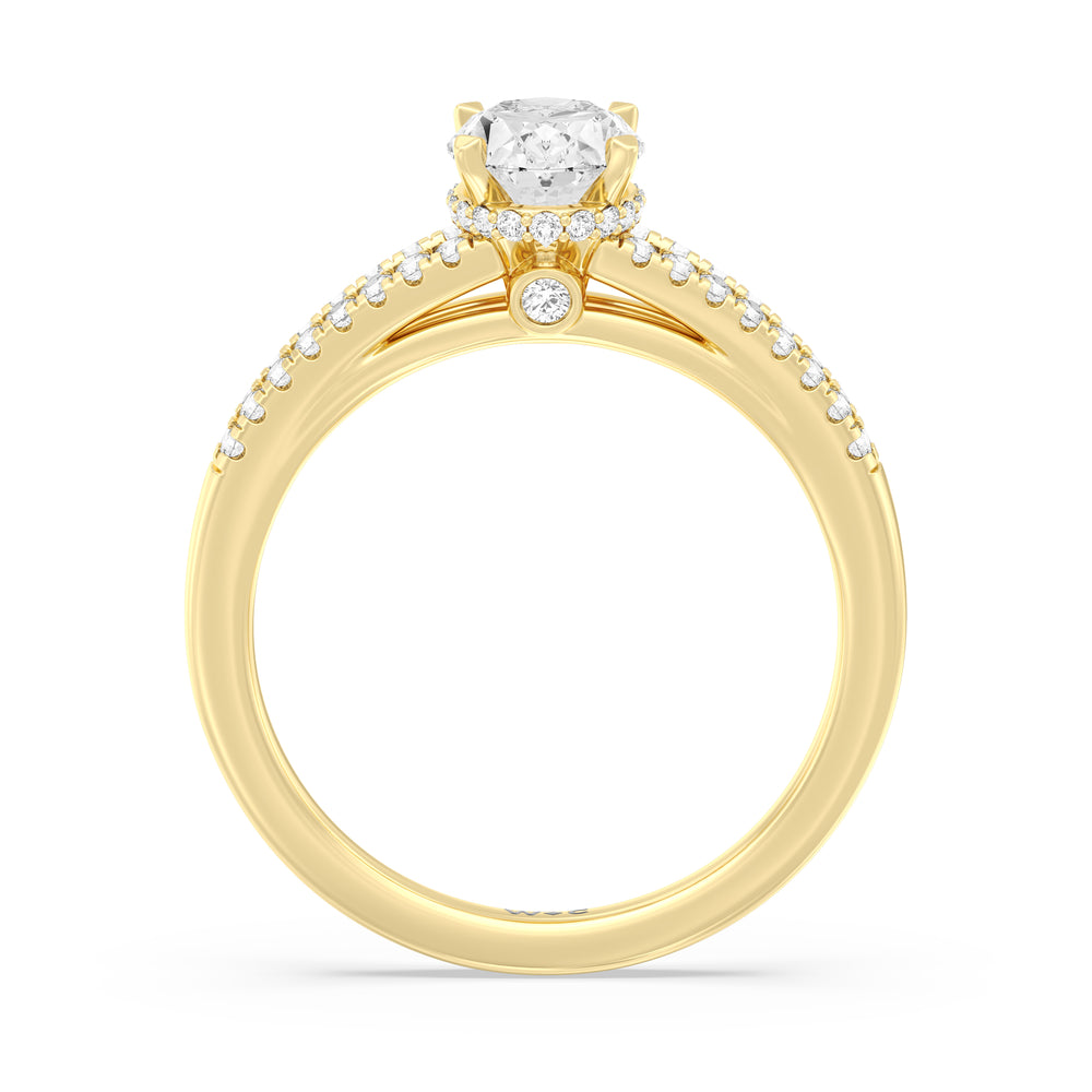 The Zoe Engagement Ring with Oval Cut Diamond in 14KT Yellow Gold view 2

