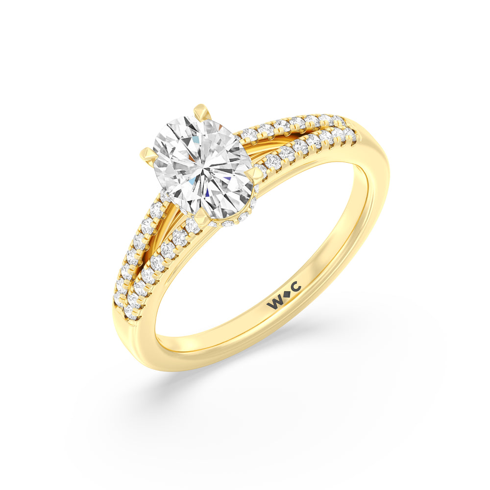 The Zoe Engagement Ring with Oval Cut Diamond in 14KT Yellow Gold view 3
