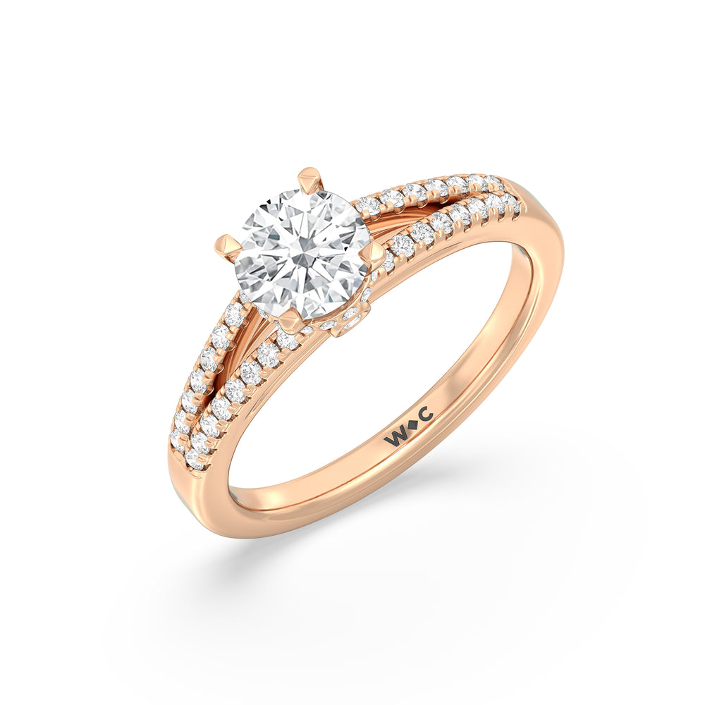 The Zoe Engagement Ring with Round Cut Diamond in 14KT Rose Gold view 3
