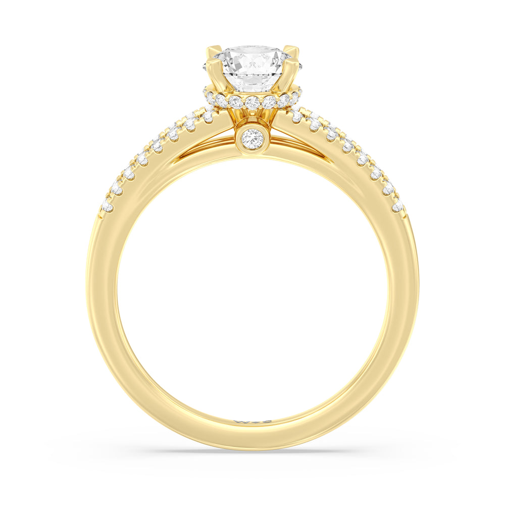 The Zoe Engagement Ring with Round Cut Diamond in 14KT Yellow Gold view 2
