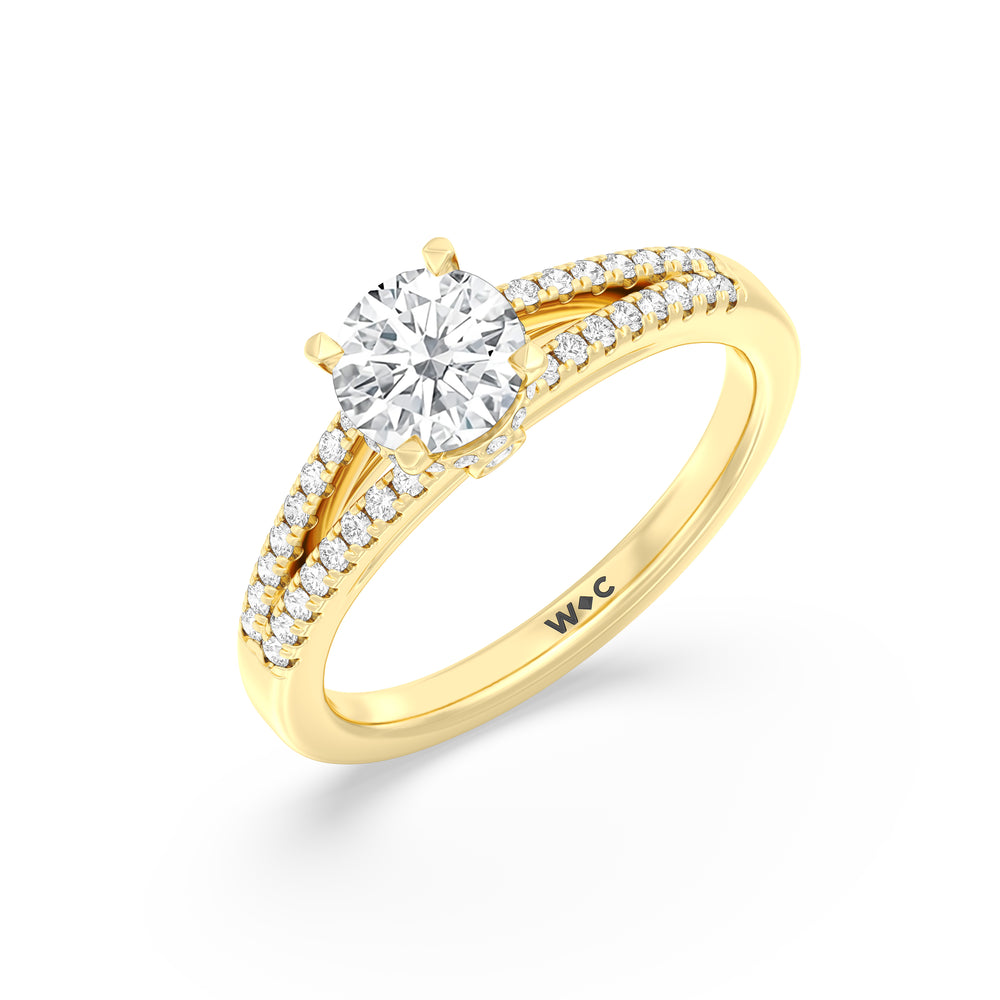 The Zoe Engagement Ring with Round Cut Diamond in 14KT Yellow Gold view 3
