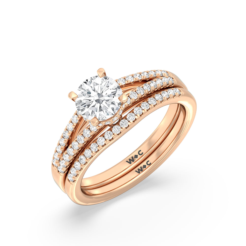 The Zoe Diamond Wedding Band with 18KT Rose Gold Cut Diamond in 14KT Rose Gold view 4
